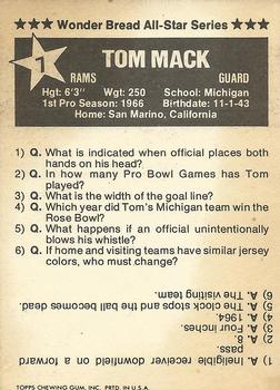 1975 Wonder Bread #7 Tom Mack  Back