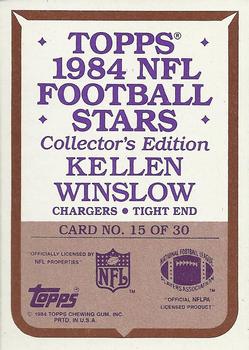 1984 Topps - 1984 NFL Football Stars Collector's Edition (Glossy Send-Ins) #15 Kellen Winslow  Back