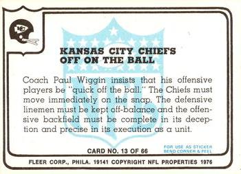 1976 Fleer Team Action #13 Off on the Ball Back