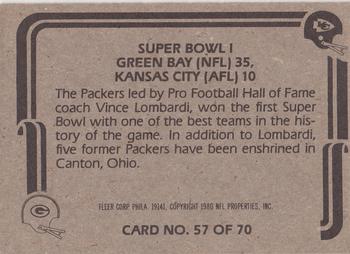 1980 Fleer Team Action #57 Super Bowl I Back