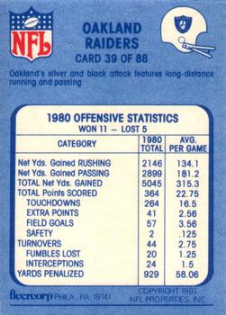 1981 Fleer Team Action #39 Off and Running Back