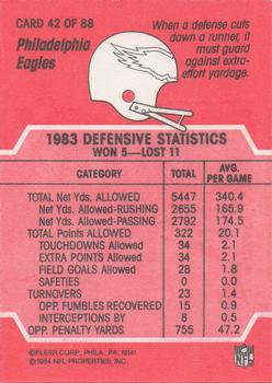 1984 Fleer Team Action #42 Meeting an Opponent with Open Arms Back