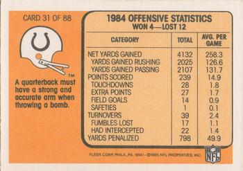 1985 Fleer Team Action #31 Getting Ready to Let It Fly Back