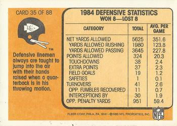 1985 Fleer Team Action #35 Reaching for the Deflection Back