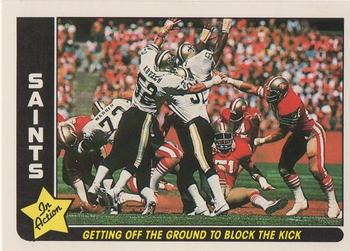 1985 Fleer Team Action #54 Getting Off the Ground to Block the Kick Front