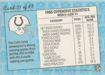 1986 Fleer Team Action #31 Galloping Out of an Arm-tackle Back
