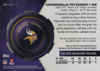 2013 Topps Chrome - Rookie Relics #RR-CP Cordarrelle Patterson Back