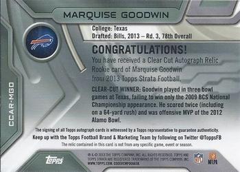 2013 Topps Strata - Clear Cut Autograph Relic Rookies Bronze #CCAR-MGO Marquise Goodwin Back