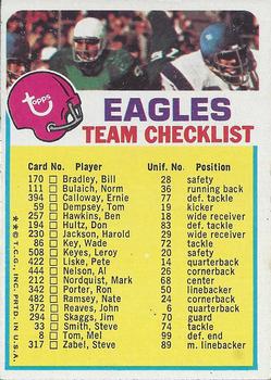 1973 Topps - Team Checklists #NNO Philadelphia Eagles Front