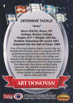 1994 Ted Williams Roger Staubach's NFL #4 Art Donovan Back