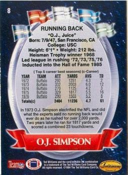 1994 Ted Williams Roger Staubach's NFL #8 O.J. Simpson Back