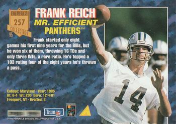 1995 Pinnacle Club Collection #257 Frank Reich Back