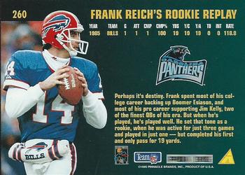 1995 Pinnacle Club Collection #260 Frank Reich Back