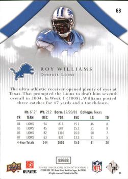 2008 Upper Deck Ultimate Collection #68 Roy Williams Back