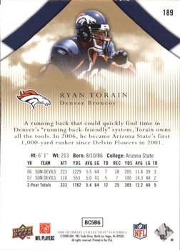 2008 Upper Deck Ultimate Collection #189 Ryan Torain Back