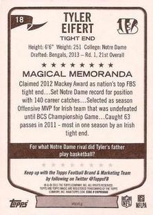 2013 Topps Magic - Mini Orange Border #18 Tyler Eifert Back