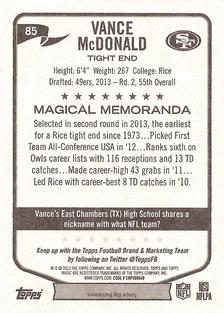 2013 Topps Magic - Mini Orange Border #85 Vance McDonald Back