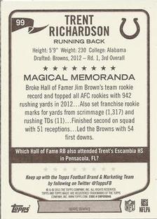 2013 Topps Magic - Mini Black Border #99 Trent Richardson Back