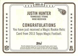 2013 Topps Magic - Rookie Relics Patch #MRR-JH Justin Hunter Back