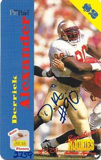 1995 Signature Rookies Auto-Phonex - Phone Card Autographs #5 Derrick Alexander Front