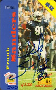 1995 Signature Rookies Auto-Phonex - Phone Card Autographs #8 Frank Sanders Front
