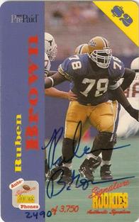 1995 Signature Rookies Auto-Phonex - Phone Card Autographs #21 Ruben Brown Front