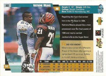 1997 Collector's Choice Jacksonville Jaguars #JA3 Natrone Means Back