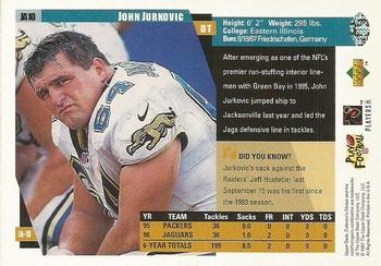 1997 Collector's Choice Jacksonville Jaguars #JA10 John Jurkovic Back
