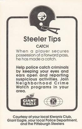 1987 Pittsburgh Steelers Kiwanis Giant Eagle Police #NNO Preston Gothard Back