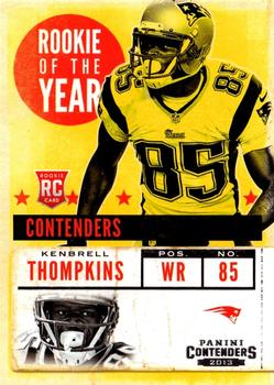 2013 Panini Contenders - Rookie of the Year Contenders #15 Kenbrell Thompkins Front