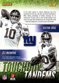 2013 Panini Contenders - Touchdown Tandems #8 Eli Manning / Victor Cruz Back