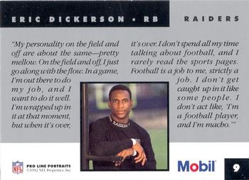1992 Pro Line Mobil #9 Eric Dickerson Back