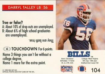 1992 Pro Set FACT Mobil #104 Darryl Talley Back