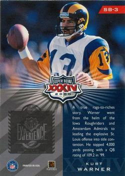 2000 Playoff Super Bowl XXXIV Card Show #SB-3 Kurt Warner Back