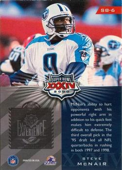 2000 Playoff Super Bowl XXXIV Card Show #SB-6 Steve McNair Back