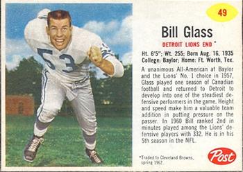1962 Post Cereal #49 Bill Glass Front