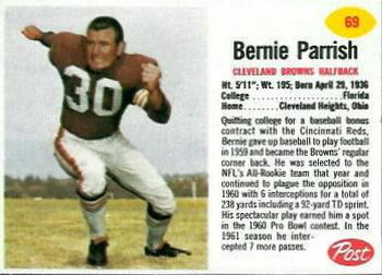 1962 Post Cereal #69 Bernie Parrish Front