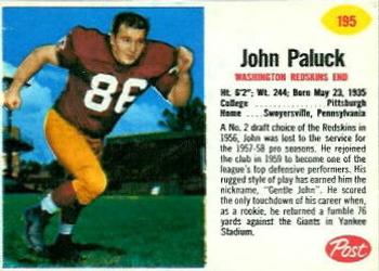 1962 Post Cereal #195 John Paluck Front