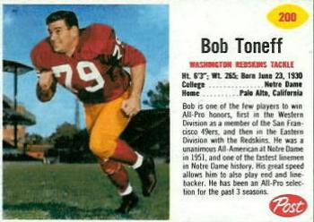 1962 Post Cereal #200 Bob Toneff Front