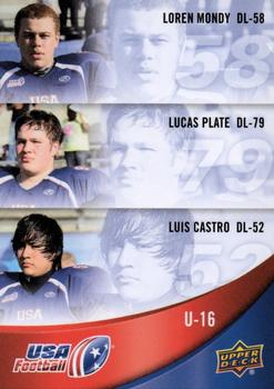 2013 Upper Deck USA Football #53 Loren Mondy / Lucas Plate / Luis Castro Front