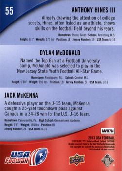 2013 Upper Deck USA Football #55 Anthony Hines III / Dylan McDonald / Jack McKenna Back