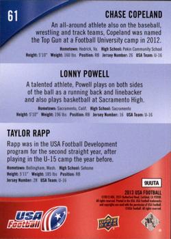 2013 Upper Deck USA Football #61 Chase Copeland / Lonny Powell / Taylor Rapp Back