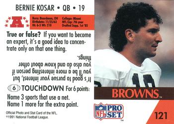 1991 Pro Set FACT Mobil #121 Bernie Kosar Back