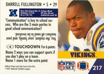 1991 Pro Set FACT Mobil #217 Darrell Fullington Back