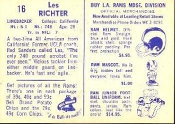 1960 Bell Brand Los Angeles Rams #16 Les Richter Back