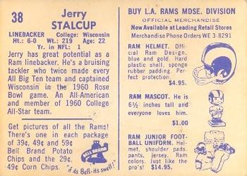 1960 Bell Brand Los Angeles Rams #38 Jerry Stalcup Back