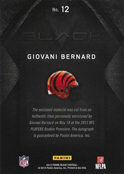 2013 Panini Black - Onyx Rookie Signature Materials Prime Gold #12 Giovani Bernard Back