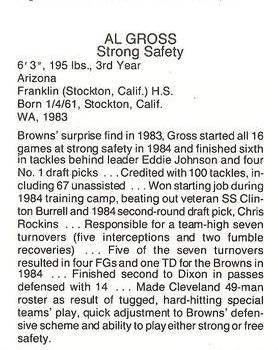 1985 Coke/Mr. Hero Cleveland Browns #NNO Al Gross Back