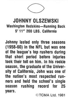 1981 TCMA Greats #NNO John Olszewski Back