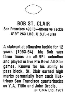 1981 TCMA Greats #NNO Bob St. Clair Back
